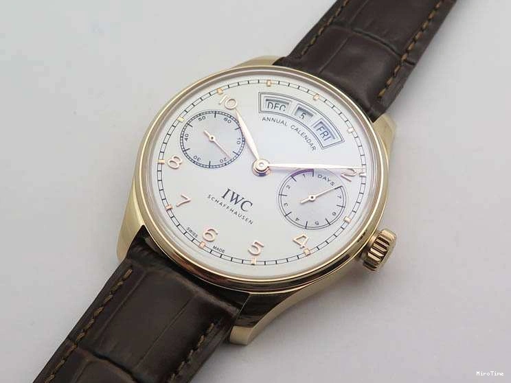 MIROTIME 0318 Portuguese Real PR Real Annual Calendar RG IW503504 YLF 1:1 Best Edition White Dial On Leather Strap A TimelessDesign 7242